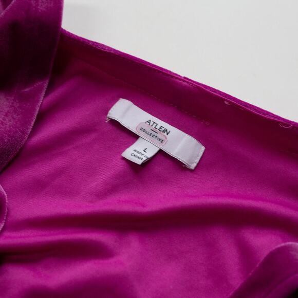 Atlein Collective Pink Velvet Ruched Dress - Size L - Picture 4 of 10